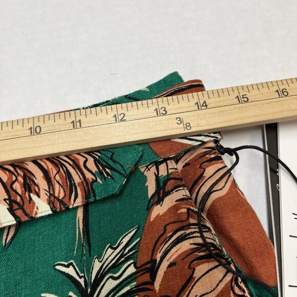 Nicole Miller Pants Womens S Green Tropical Linen Flax Wide‎ Leg Coastal Beachy - Picture 7 of 11